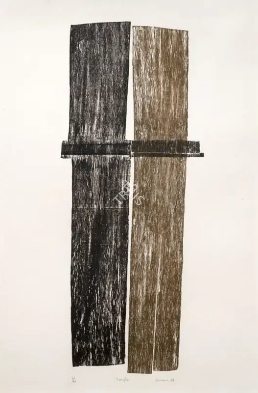 Hashmi, Zarina (Artist). Couple. Relief print from collaged wood on handmade paper; Edition 5/10, 1968 | Print | EconomicsArt | 00871994