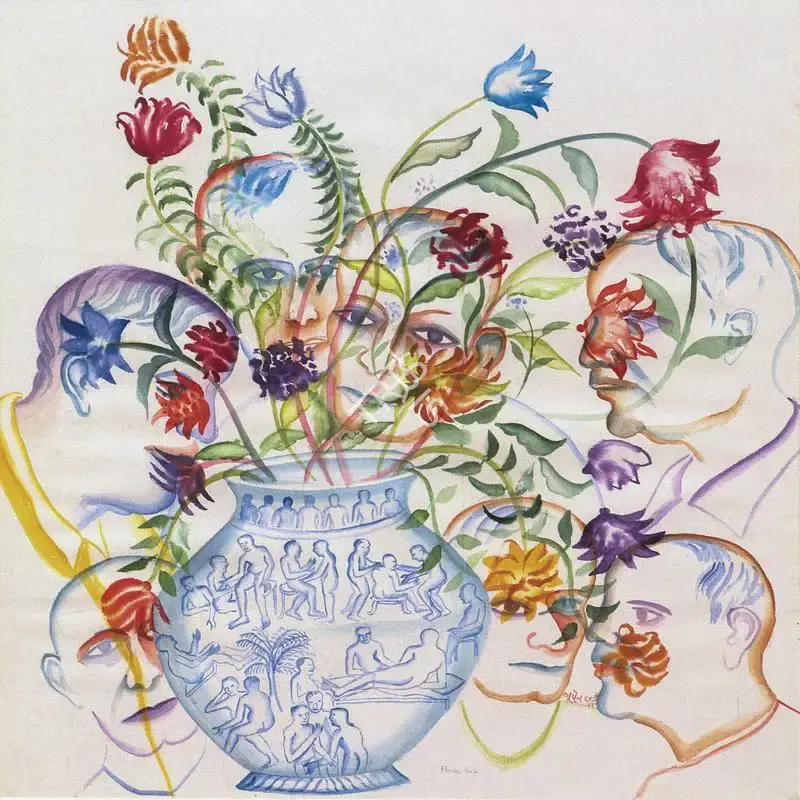 Khakhar, Bhupen P. (Artist). Flower Vase, 1999 | Painting
