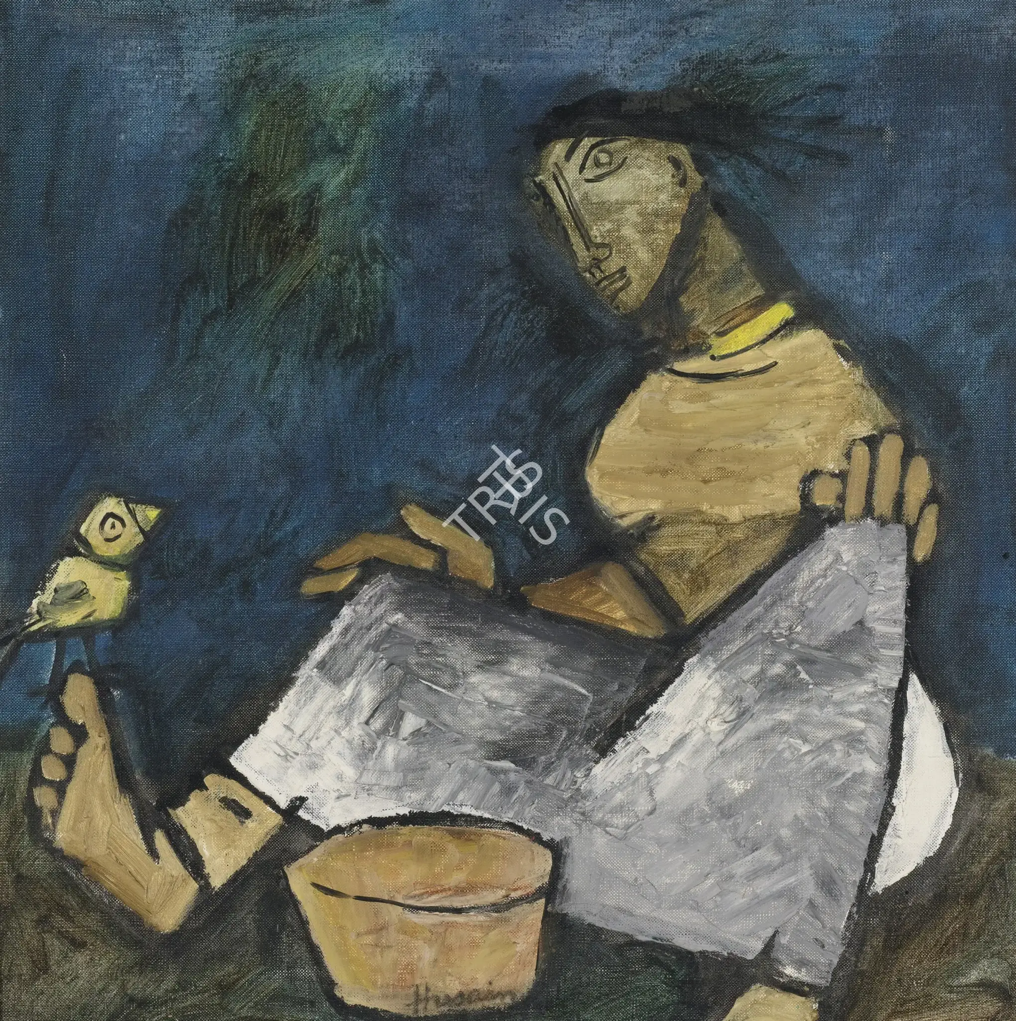Husain, M.F. (Artist). Untitled (Woman at Work), c.1958 | Painting