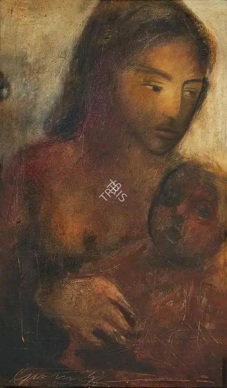 Singh, Sardar Gurcharan (Artist). Mother and Child. Oil on canvas, 1998 | Painting | FineArts | 00353756