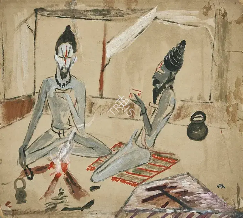 Ara, K.H. (Artist). Sadhus of Nasik, 1940 | Drawing