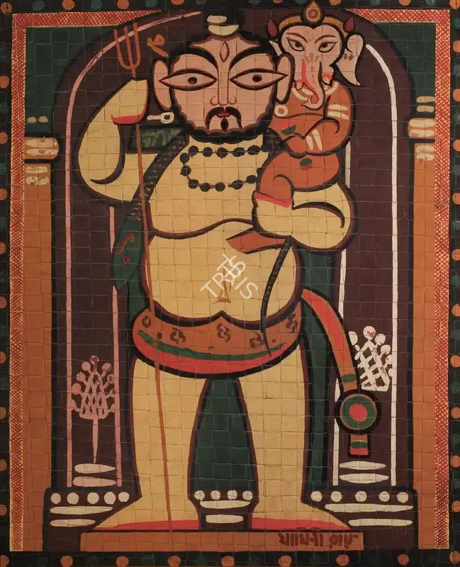 Roy, Jamini (Artist). Shiv And Ganesha, mid 1950s | Painting