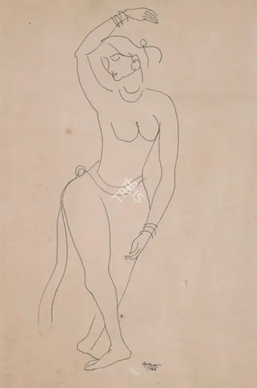 Hebbar, K.K. (Artist). Untitled. Pen and ink on paper pasted on board, 1963 | Drawing | FineArts | 00646907