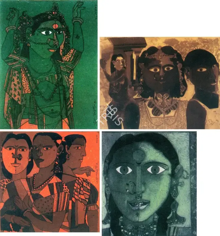 Goud, K. Laxma (Artist). Three Women, n.d. | Graphic Art