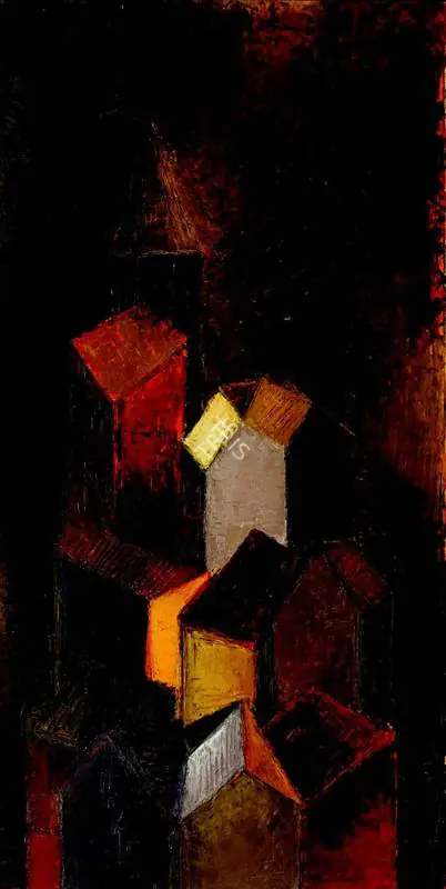 Padamsee, Akbar (Artist). Untitled (Cityscape). Oil on paper laid on masonite, 1957 | Painting | FineArts | 00332783