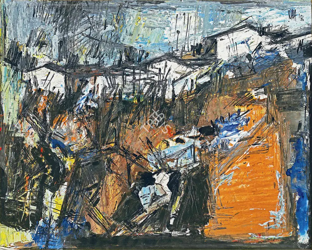Raza, S.H. (Artist). Village, 1956 | Painting