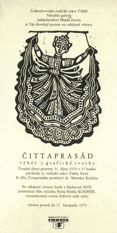 Chittaprosad (Artist). Invitation Card for Chittaprosad's retrospective, Mlada Fronta, Prague. Print on paper, 1979 | Chittaprosad, 2011 | Graphic Art | FineArts | 00710195