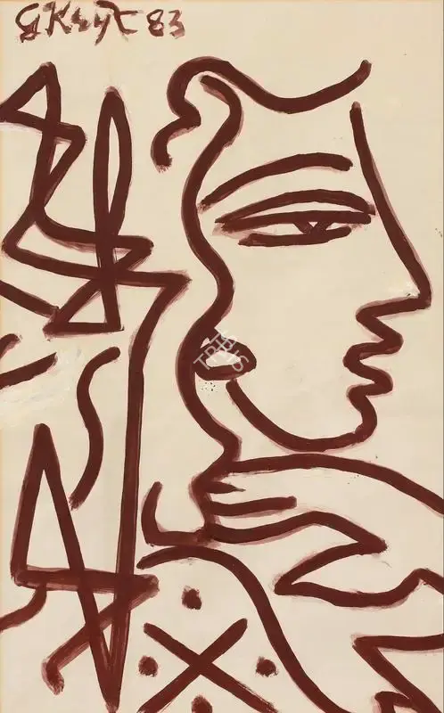 Keyt, George (Artist). Female Head in Profile, 1983 | Painting