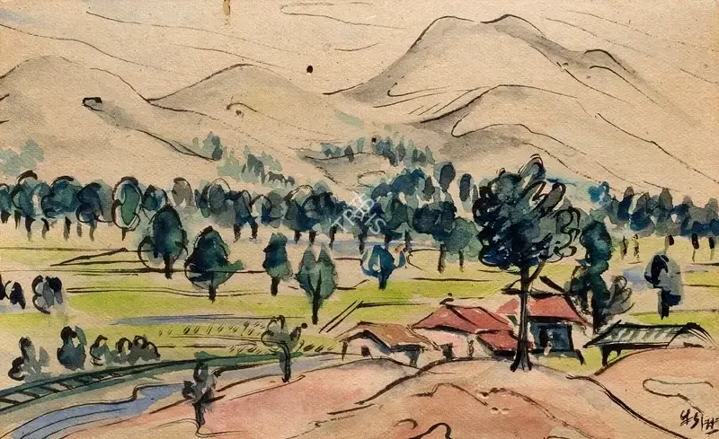 Roy, Prosanto (Artist). Untitled (Landscape), n.d. | Painting