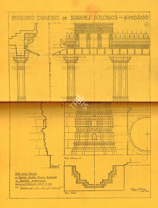 Unknown (Cartographer). Measured Drawing of Surkhej Buildings, n.d. | Map