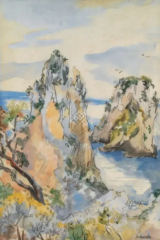 Sabavala, Jehangir (Artist). The Faraglioni, Capri, 1954 | Painting