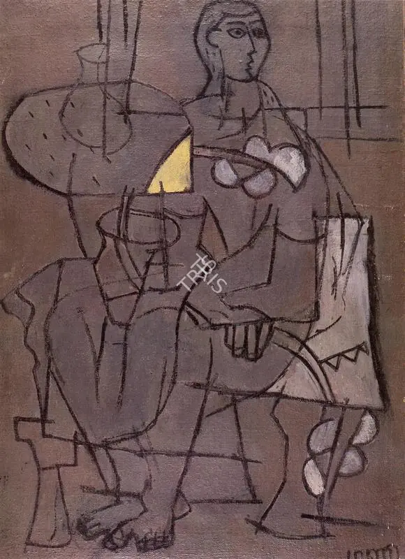 Subramanyan, K.G. (Artist). Sitting Woman. Oil on Canvas, 1951 | K.G. Subramanyan, 2003 | Painting | FineArts | 00566130