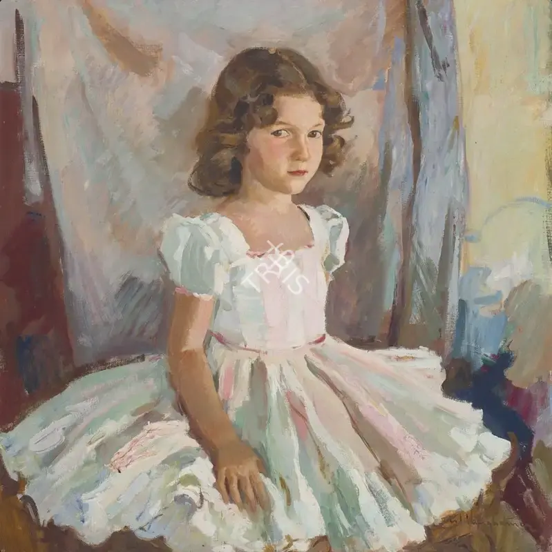 Langhammer, Walter (Artist). Girl in a Party Dress, n.d. | Painting