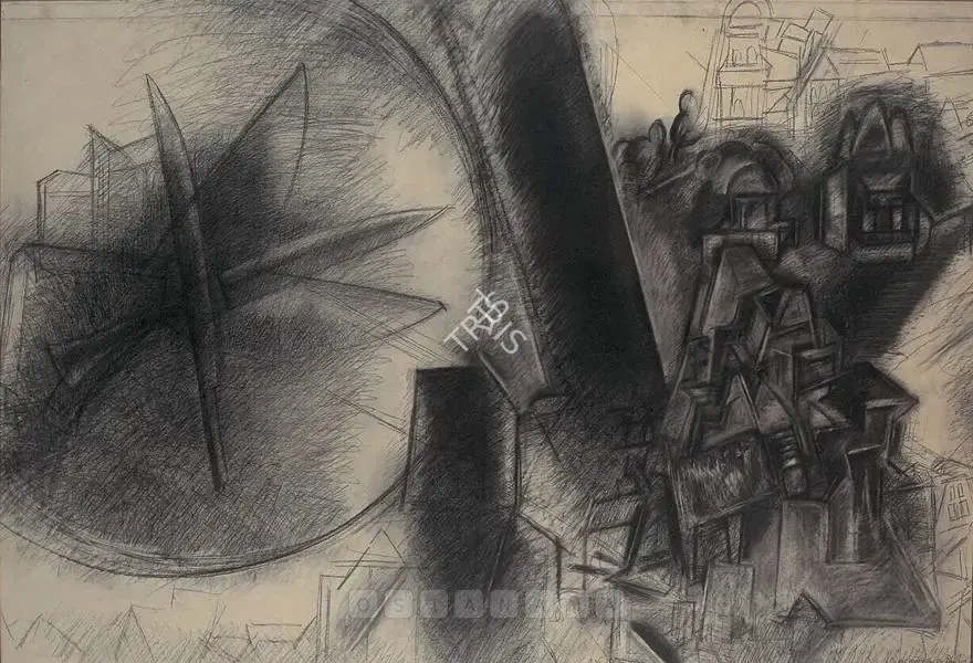 Sheikh, G.M. (Artist). Cityscape. Charcoal and conte on paper, 1993 | Drawing | FineArts | 00600840
