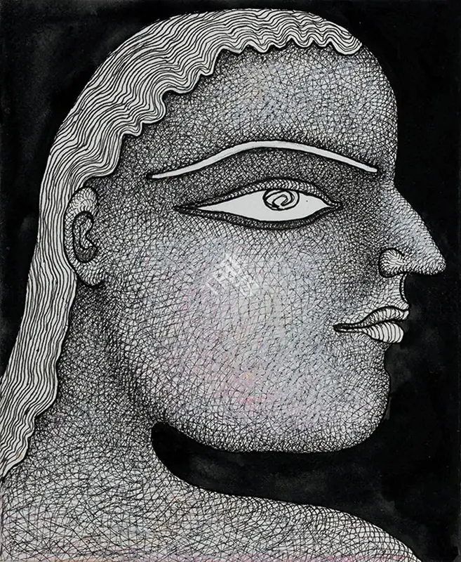 Chowdhury, Jogen (Artist). Untitled (Girl with Beautiful Eyes), 2014 | Drawing