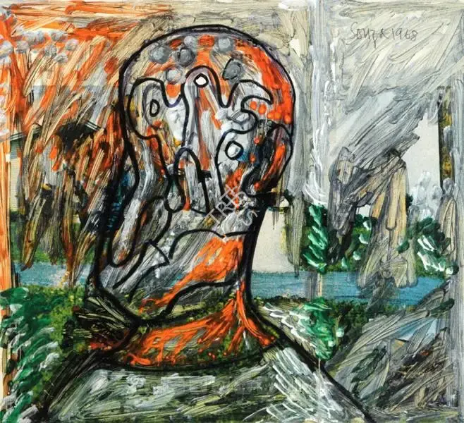 Souza, F.N. (Artist). Head, 1968 | Drawing