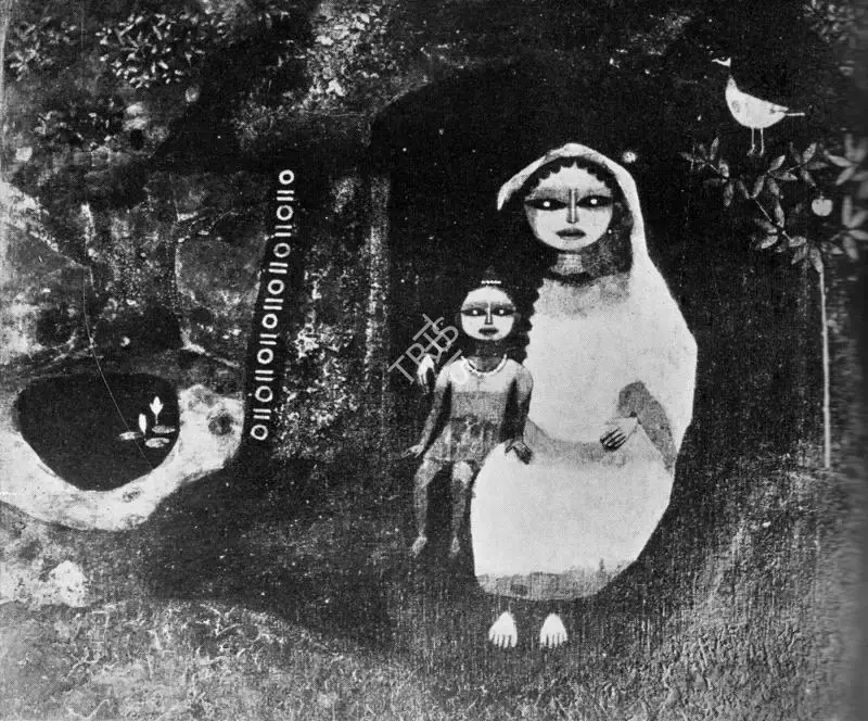 Pyne, Ganesh (Artist). Mother & Child. Tempera, 1971 | Lalit Kala Contemporary, April-September 1971 | Painting | FineArts | 00535254