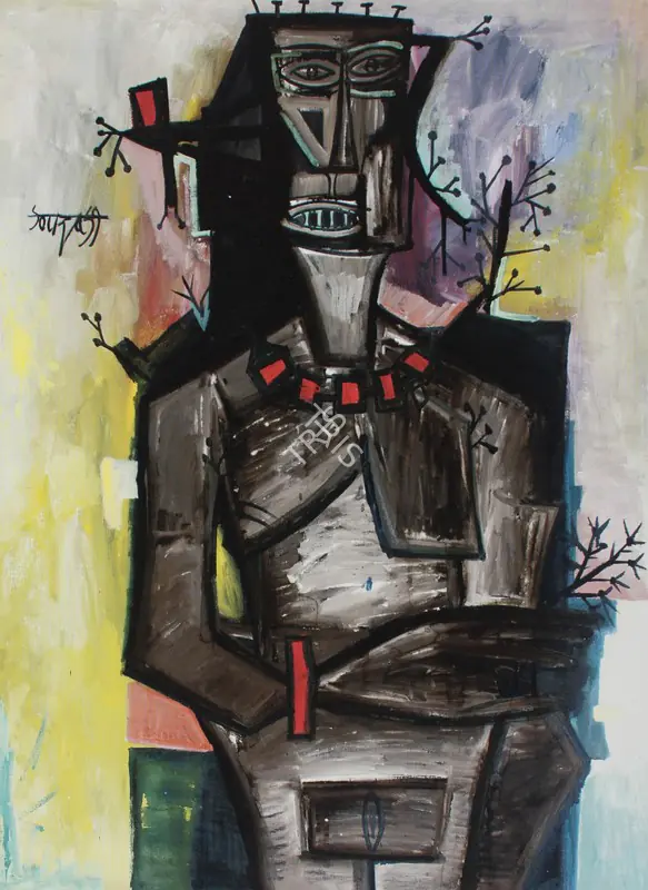 Souza, F.N. (Artist). Nyasa Negress With Flowers Of Thorns, 1959 | Painting
