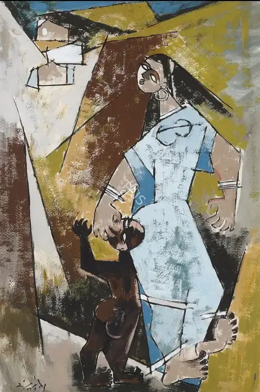 Santosh, G.R. (Artist). Untitled (Mother and Child), n.d. | Painting