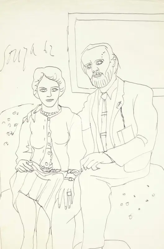 Souza, F.N. (Artist). Portrait of Oswald and Margaret Jones, 1962 | Drawing
