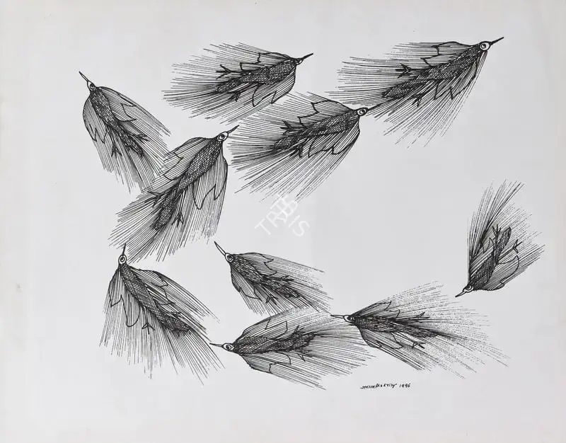 Shyam, Jangarh Singh (Artist). Untitled (Birds) (Gond Art). Ink on paper pasted on mount board, 1996 | Painting | FineArts | 00547419
