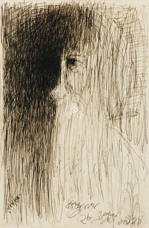 Tagore, Rabindranath (Artist). Untitled (Self Portrait). Ink on paper, 1934 | Drawing | FineArts | 00331276