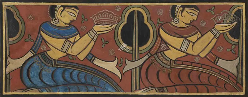 Roy, Jamini (Artist). Untitled (Nayikas). Tempera on cloth pasted on board, circa 1940 | Painting | EconomicsArt | 00872130