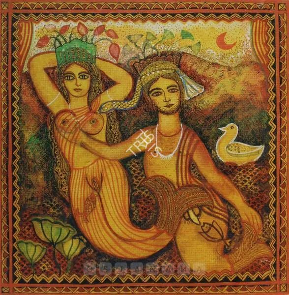 Burman, Jayshri (Artist). The Couple, n.d. | Painting