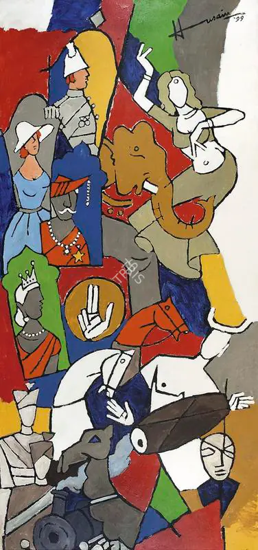 Husain, M.F. (Artist). British Raj Procession, 1999 | Painting