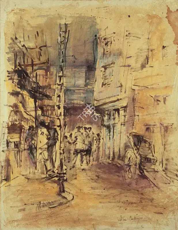 Mookherjea, Sailoz (Artist). Worshippers, c.1959 | Painting
