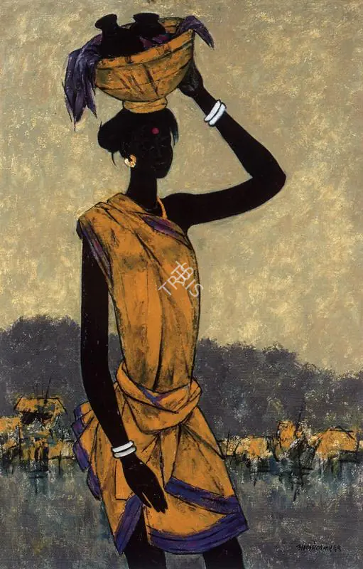 Almelkar, A.A. (Artist). Indian Woman returning from Well, 1965 | Painting
