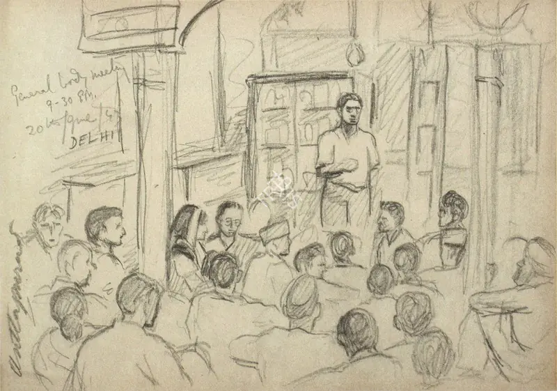 Chittaprosad (Artist). Drawing from a sketchbook. Pen and ink on Paper, 1943 | Chittaprosad, 2011 | Drawing | FineArts | 00710167