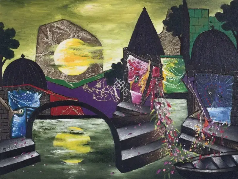 Parekh, Manu (Artist). Sun Came Down to Water, 2020 | Painting