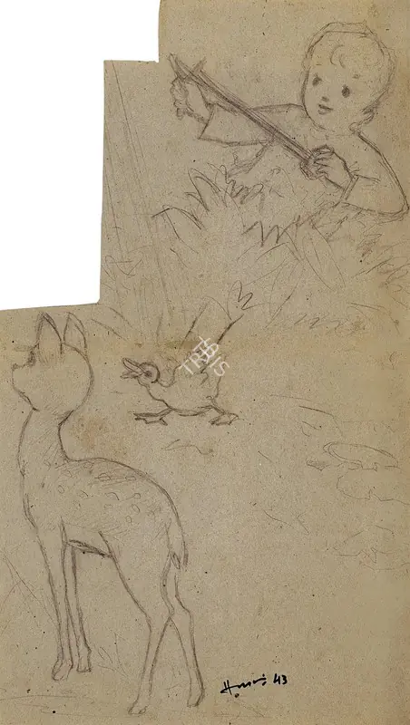 Husain, M.F. (Artist). Untitled, 1943 | Drawing