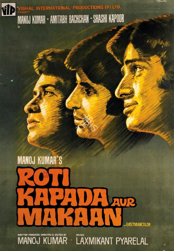Kumar, Manoj (Producer), Roti Kapada Aur Makaan, 1974 | Half Sheet Poster | CinemaEducation | 00764225