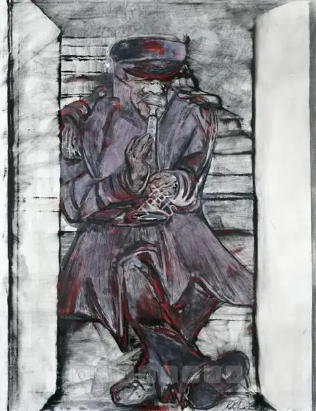 Khanna, Krishen (Artist). Music At The Bottom Of The Ladder, n.d. | Painting
