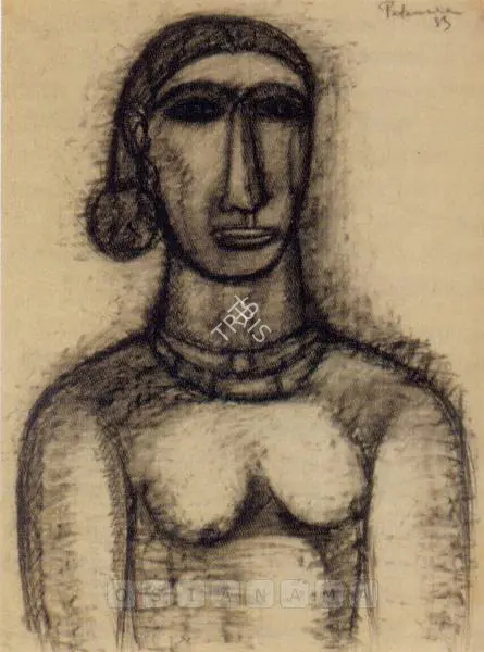 Padamsee, Akbar (Artist). Lady. Watercolour on board, 1953 | Painting | FineArts | 00599646