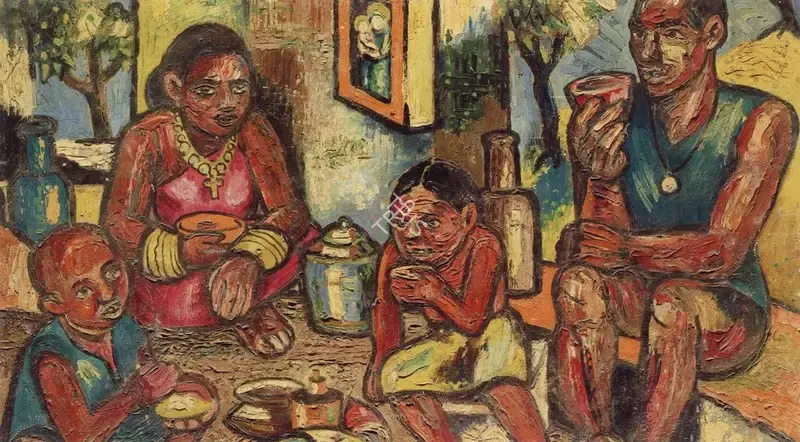 Souza, F.N. (Artist). Prolelariat of Goa. n.d. | Marg, December 2022 - March 2023 | Painting | FineArts | 00675469
