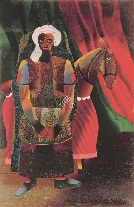 Das, Swapan Kumar (Artist). Indian Puppet. Linocut , 1990 | Graphic Art | FineArts | 00646872