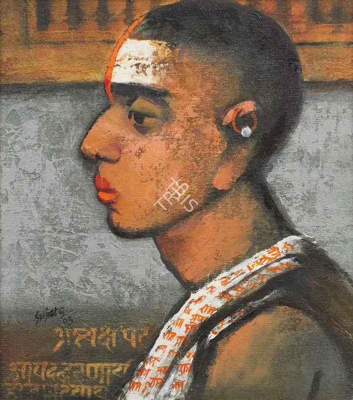 Achrekar, Sujata (Artist). Untitled (Sadhu). Acrylic on canvas on board, framed, 2003 | Painting | FineArts | 00604174