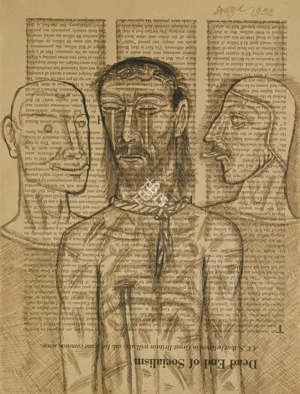 Souza, F.N. (Artist). Untitled (The Mocking of Christ by the Roman Soldiers), 1952 | Drawing