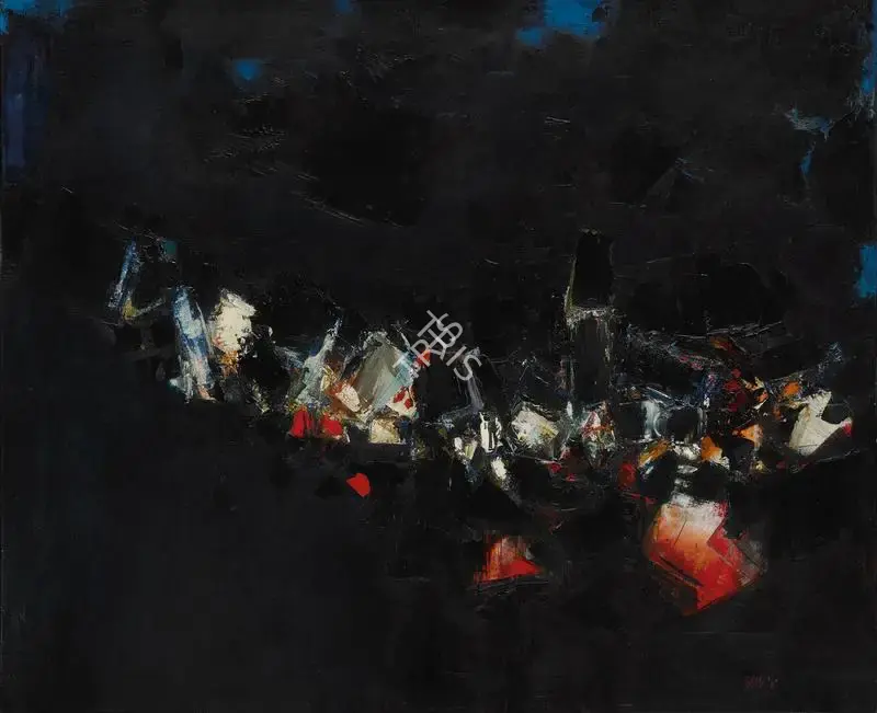 Raza, S.H. (Artist). Drame au Village, 1961 | Painting
