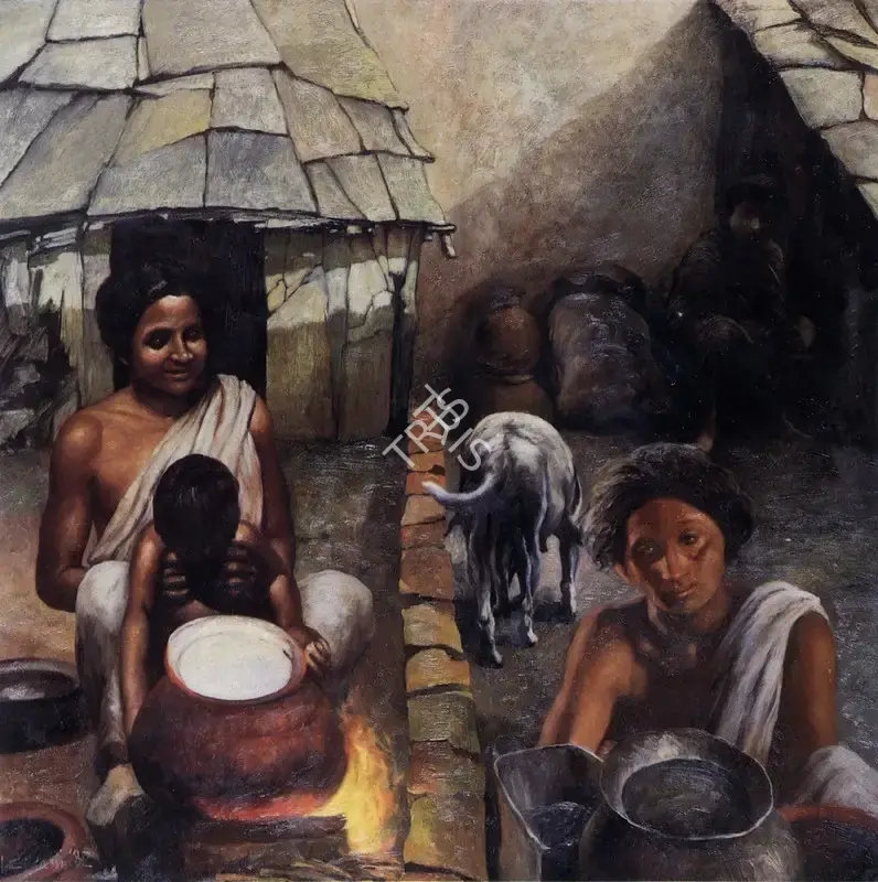 Bhattacharjee, Bikash (Artist). Two Sisters No.2. Oil on canvas, 1982 | Painting | FineArts | 00371767