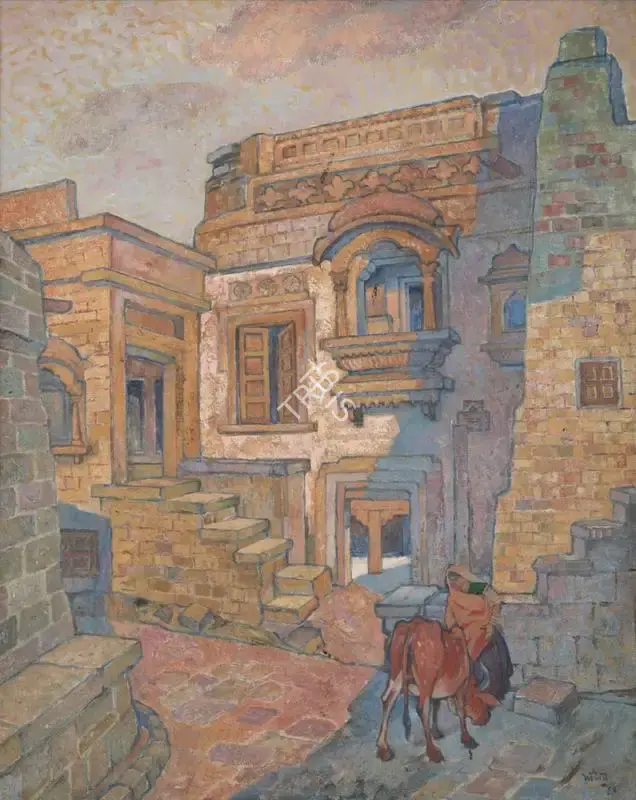 Satwalekar, Madhav (Artist). Untitled. Oil on canvas, 1980 | Painting | FineArts | 00596029