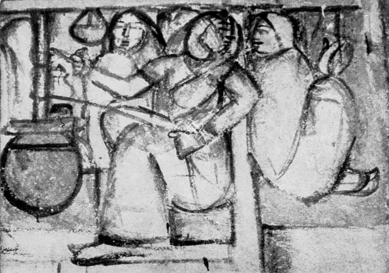 Mukherjee, Benode Behari (Artist). Mediaeval Saints. Fresco buono, 1947 | Lalit Kala Contemporary, April 1972 | Painting | FineArts | 00535258