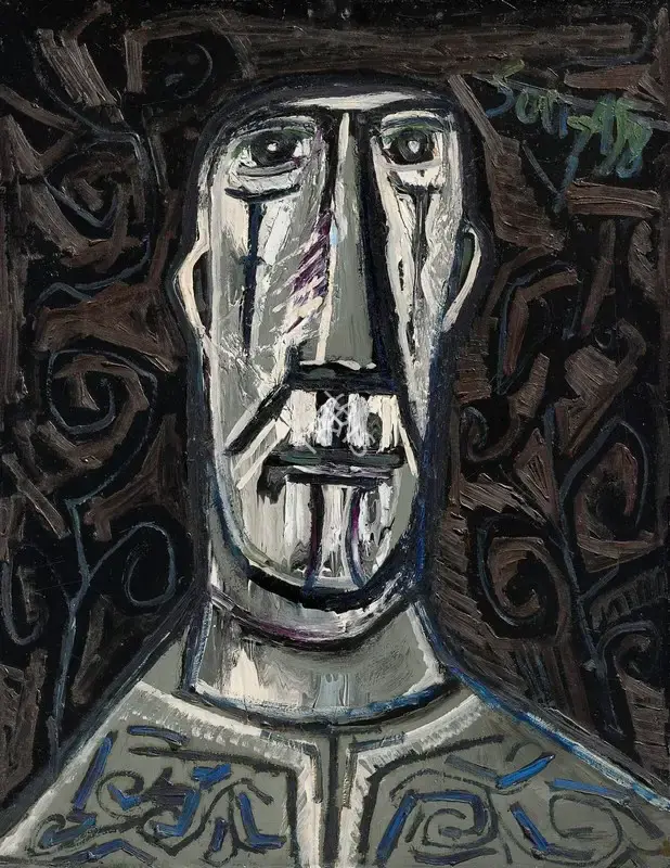 Souza, F.N. (Artist). Head of a Man, 1958 | Painting