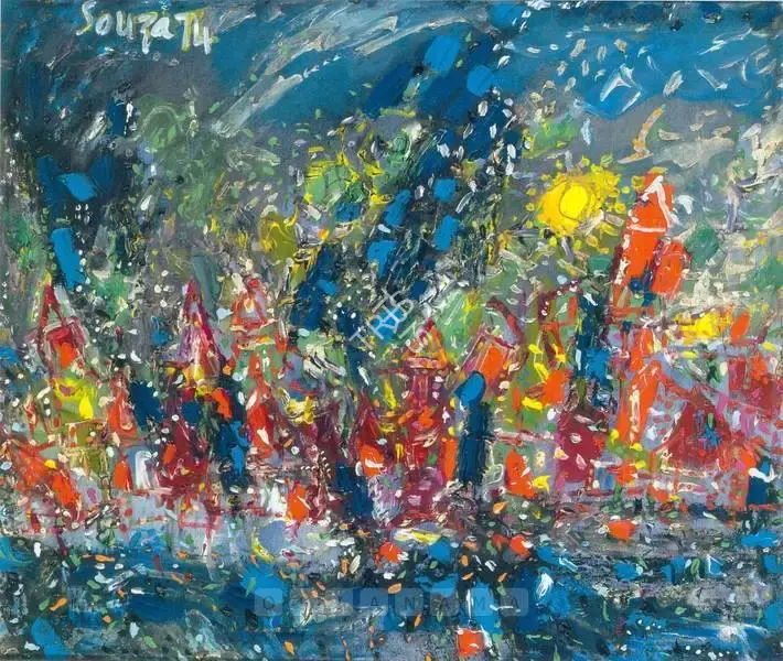 Souza, F.N. (Artist). Landscape, 1974 | Painting