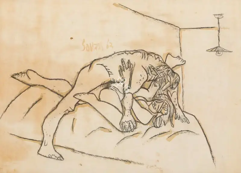 Souza, F.N. (Artist). Untitled (Lovers), 1963 | Painting