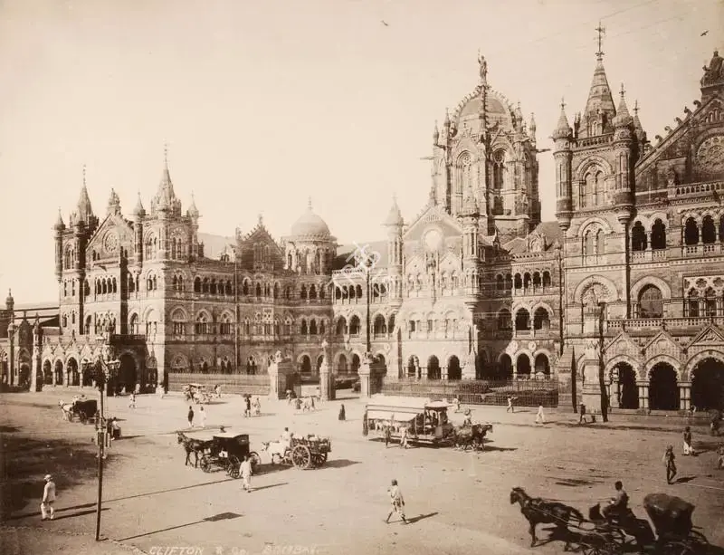 Studio Clifton & Co. (Photographic Studio). Victoria Terminus Bombay - From the album "L.G. to L.R.' by Clifton and Co.. Calotype print pasted on mount, 1900 | Antiquarian Photograph | Photography | 00115226