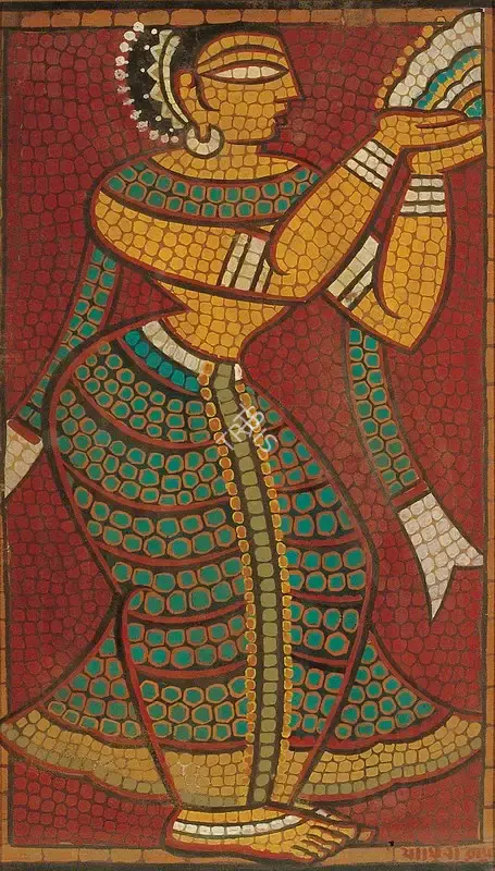 Roy, Jamini (Artist). Gopini With Offering, late 1940s | Painting
